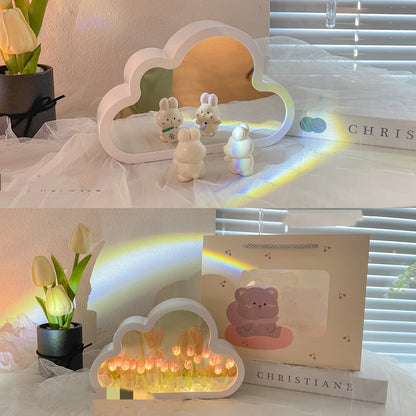 DIY Tulip Mirror Night Lamp – Handmade LED Cloud Flower Light Kit