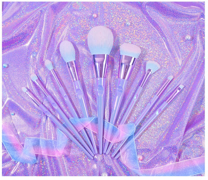 Mermaid-Inspired 10-Piece Makeup Brush Set – Vibrant, Soft & Cruelty-Free
