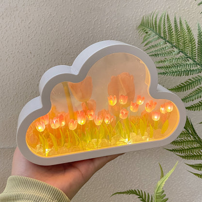 DIY Tulip Mirror Night Lamp – Handmade LED Cloud Flower Light Kit