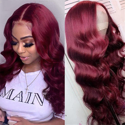 Mid-Section Big Wavy Long Curly Hair - Fluffy Wine Red Wig