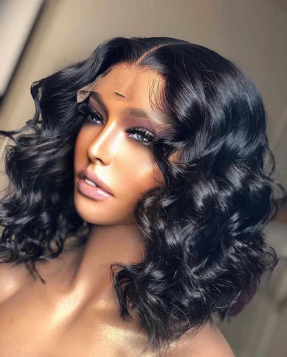 European and American Ladies Wig - Black Lace Partial Design
