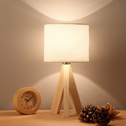 Solid Wood Eye Protection Desk Lamp – Minimalist LED Bedside or Work Table Light