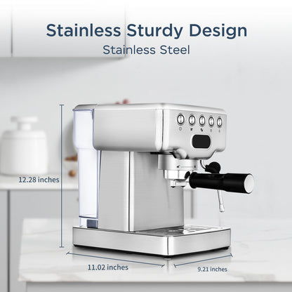 Geek Chef 20-Bar Espresso Machine – Stainless Steel Espresso Maker with Milk Frother & 1.8L Water Tank