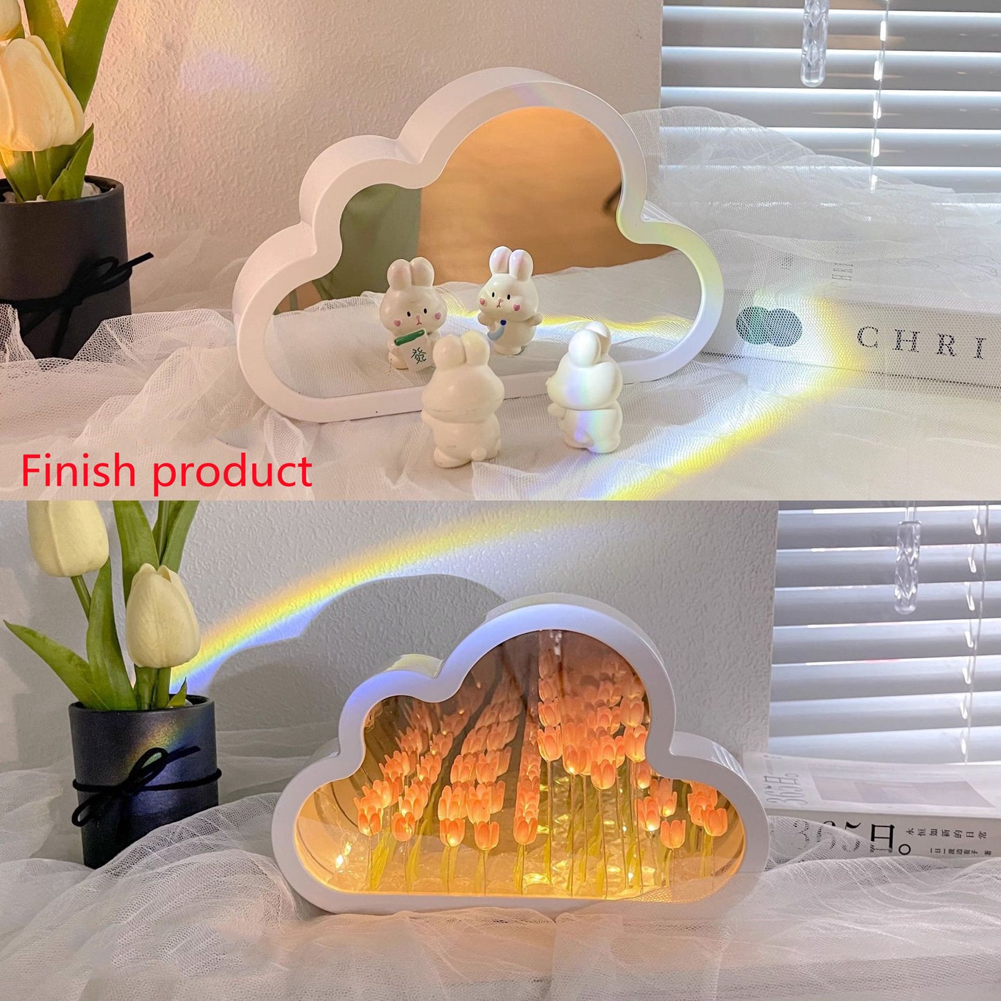 DIY Tulip Mirror Night Lamp – Handmade LED Cloud Flower Light Kit