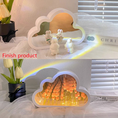 DIY Tulip Mirror Night Lamp – Handmade LED Cloud Flower Light Kit