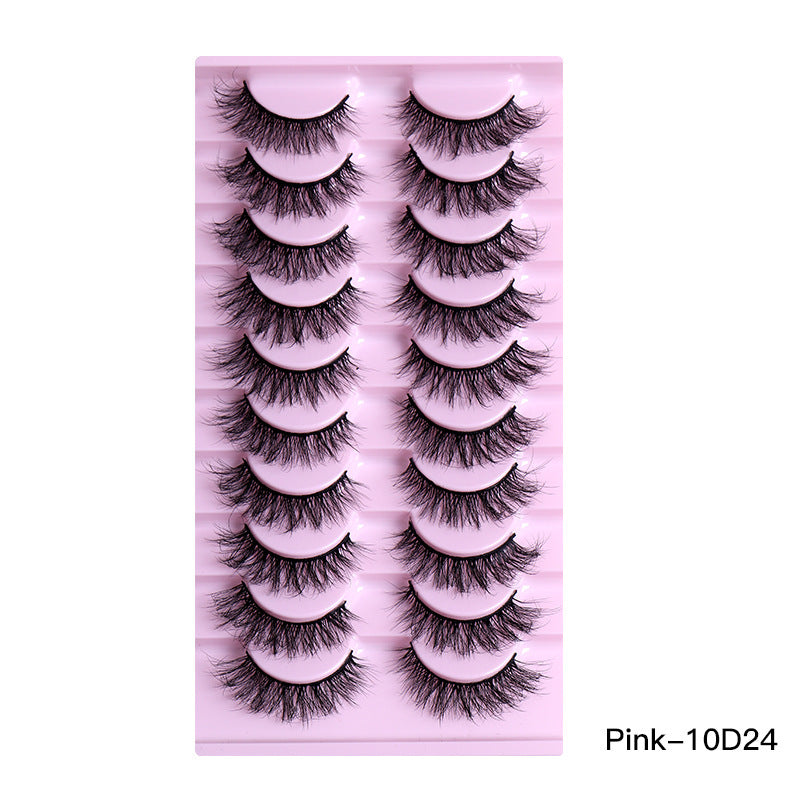 10 Pairs of Natural Thick Curly Eyelashes - Soft & Voluminous