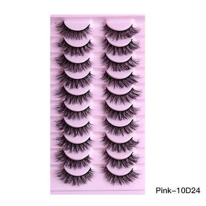 10 Pairs of Natural Thick Curly Eyelashes - Soft & Voluminous