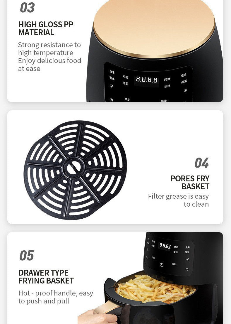 Smart Touch Air Fryer – 4.5L Oil-Free Digital Electric Cooker for Healthy Home Cooking