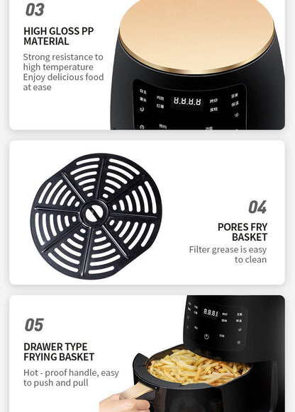 Smart Touch Air Fryer – 4.5L Oil-Free Digital Electric Cooker for Healthy Home Cooking