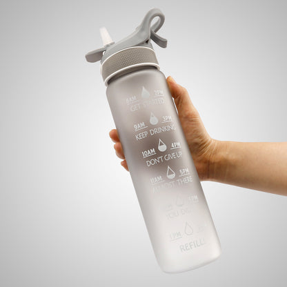 Sports Water Bottle with Bounce Cover & Straw - Space Cup Design
