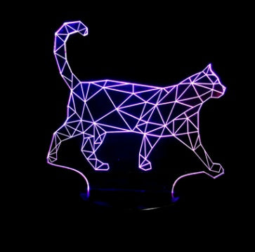 Colorful 3D Volt Cat Illusion LED Table Lamp – Acrylic Visual Stereo Light with Touch Control and USB Power