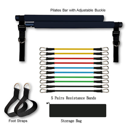 Portable Pilates Bar Kit with Resistance Bands – Full-Body Home Gym Equipment for Strength Training & Flexibility