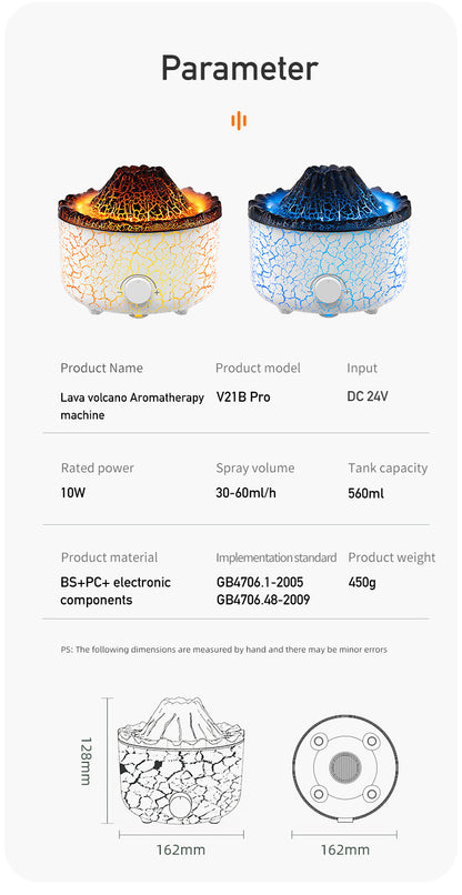 Creative Volcano Humidifier Aromatherapy Machine – Jellyfish Flame Effect Essential Oil Diffuser with LED Lighting