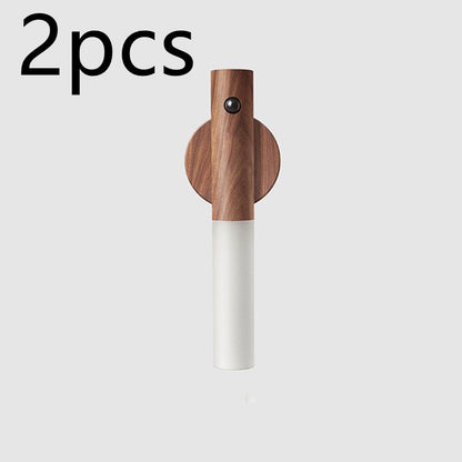 Auto LED USB Magnetic Wood Wireless Night Light – PIR Motion Sensor Wall & Cabinet Lamp