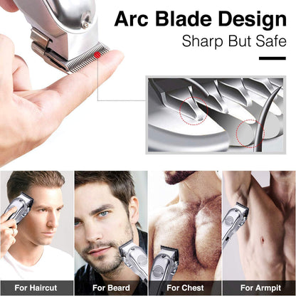 3-in-1 Waterproof Cordless Hair & Beard Trimmer – LED Display, USB Rechargeable Grooming Kit for Men, Women & Kids
