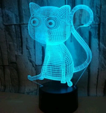 Colorful 3D Volt Cat Illusion LED Table Lamp – Acrylic Visual Stereo Light with Touch Control and USB Power