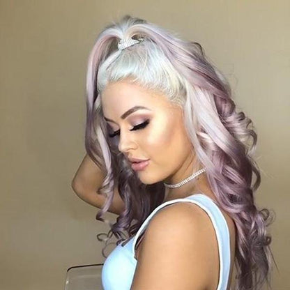 Gradient Lilac Long Straight Synthetic Wig - Sleek & Stylish Design