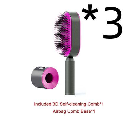 Self-Cleaning Hair Brush for Women - Anti-Static Scalp Massage Comb