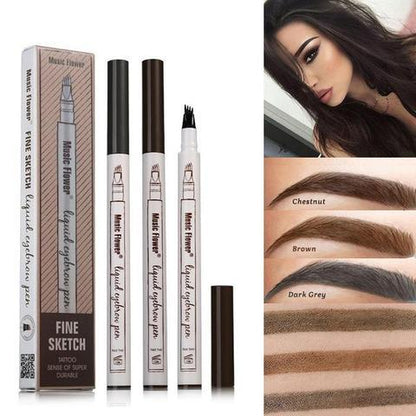 Waterproof Natural Eyebrow Pen – 4-Point Microblading Fork Tip Tattoo Pencil
