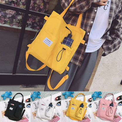 Canvas Bags Students Handbag With Pockets Preppy Buckpack Shoulder Bag For Women