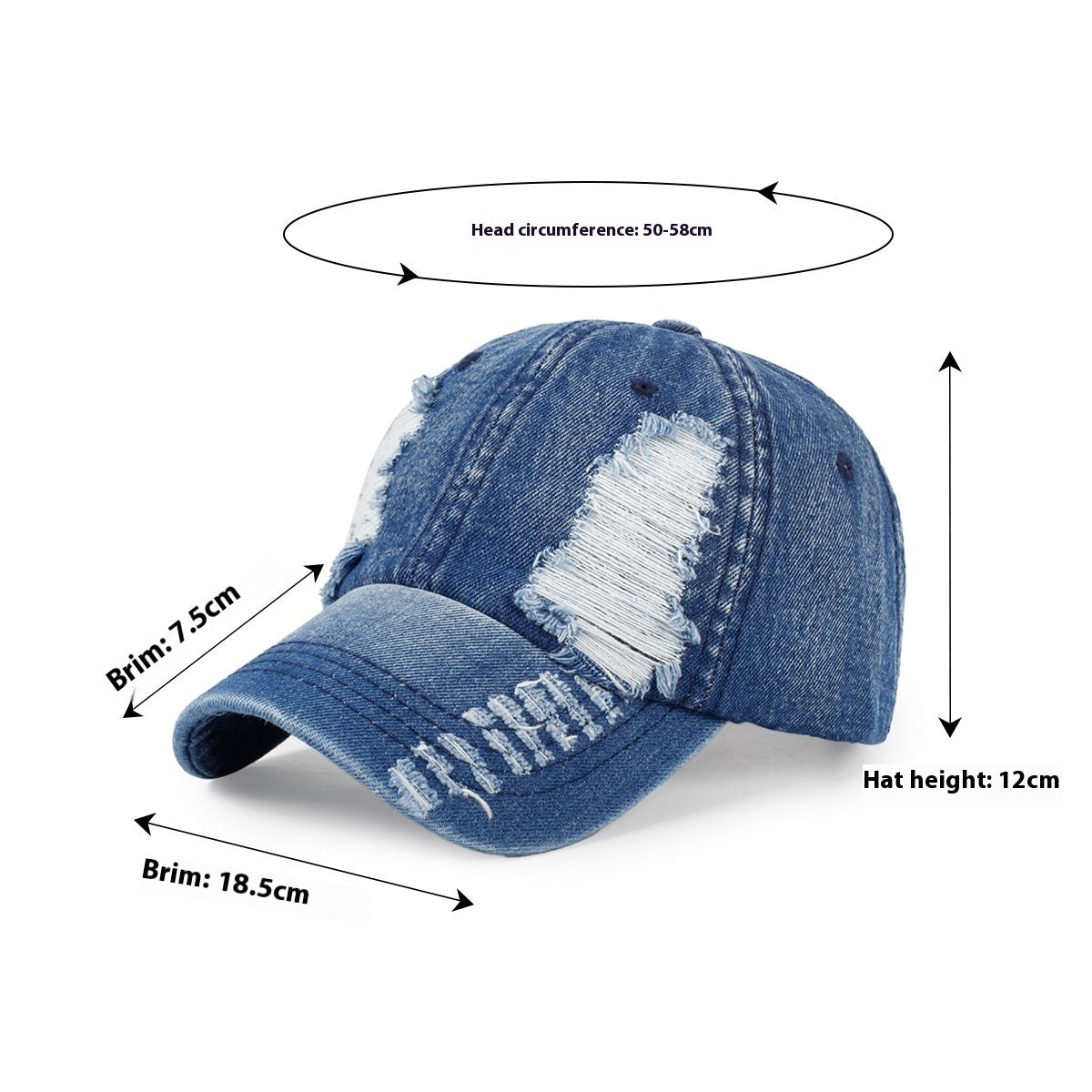 All-match Ripped Denim Baseball Cap Summer Sun Protection