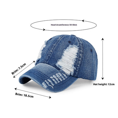 All-match Ripped Denim Baseball Cap Summer Sun Protection
