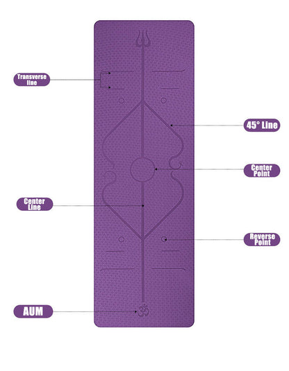 Non-Slip TPE Yoga Mat with Position Lines – Eco-Friendly 6mm Mat for Beginners
