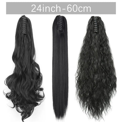 "Fashion Ponytail Claw Clip - Long Straight Fluffy Hair