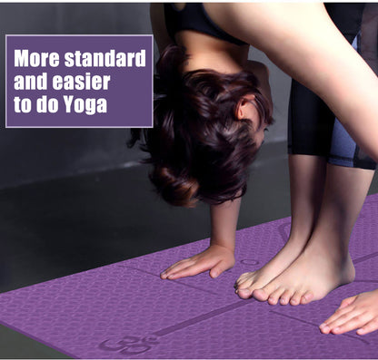 Non-Slip TPE Yoga Mat with Position Lines – Eco-Friendly 6mm Mat for Beginners