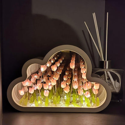 DIY Tulip Mirror Night Lamp – Handmade LED Cloud Flower Light Kit