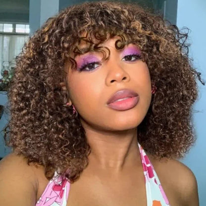 Curly Human Hair Wig - Full Machine Made for a Natural Look
