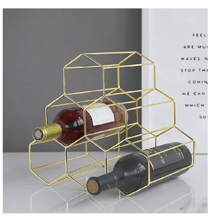 Creative Geometric Metal Wine Rack – Modern Wine Bottle Holder for Home, Bar, or Restaurant