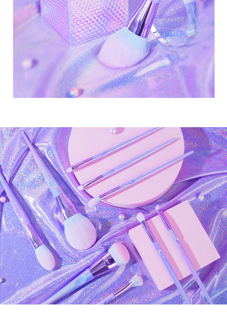 Mermaid-Inspired 10-Piece Makeup Brush Set – Vibrant, Soft & Cruelty-Free