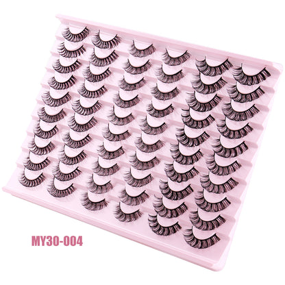 30 Pairs of DD Curl Russian False Eyelashes - Thick & Natural Look