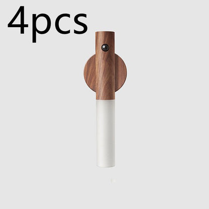 Auto LED USB Magnetic Wood Wireless Night Light – PIR Motion Sensor Wall & Cabinet Lamp