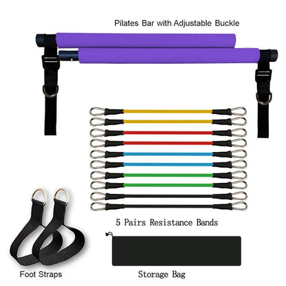 Portable Pilates Bar Kit with Resistance Bands – Full-Body Home Gym Equipment for Strength Training & Flexibility
