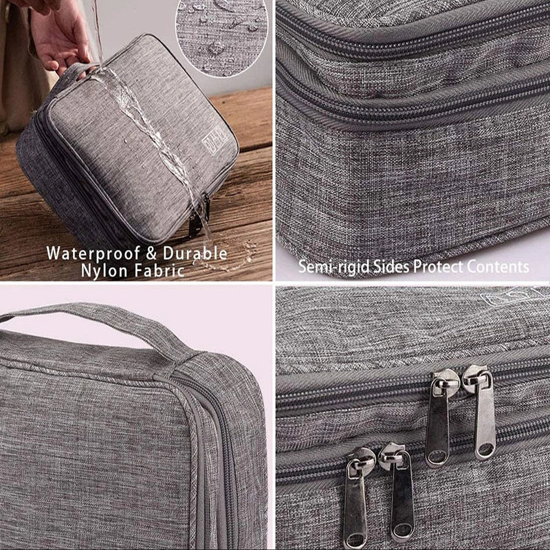 Waterproof Electronics Organizer Travel Case – Double-Layer Cable & Charger Storage Bag with Adjustable Dividers