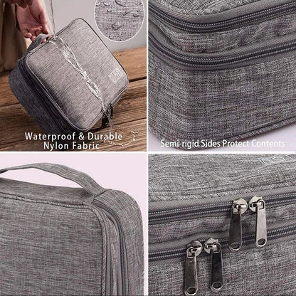 Waterproof Electronics Organizer Travel Case – Double-Layer Cable & Charger Storage Bag with Adjustable Dividers