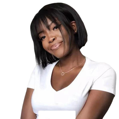 Natural Fluffy African Wig Set - Air Bangs & Voluminous Style