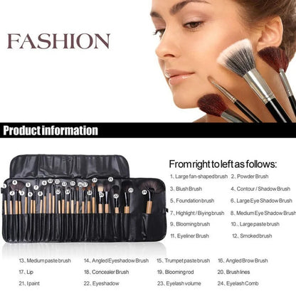 Professional 24-Piece Makeup Brush Set with Travel Bag - Complete Cosmetic Tools