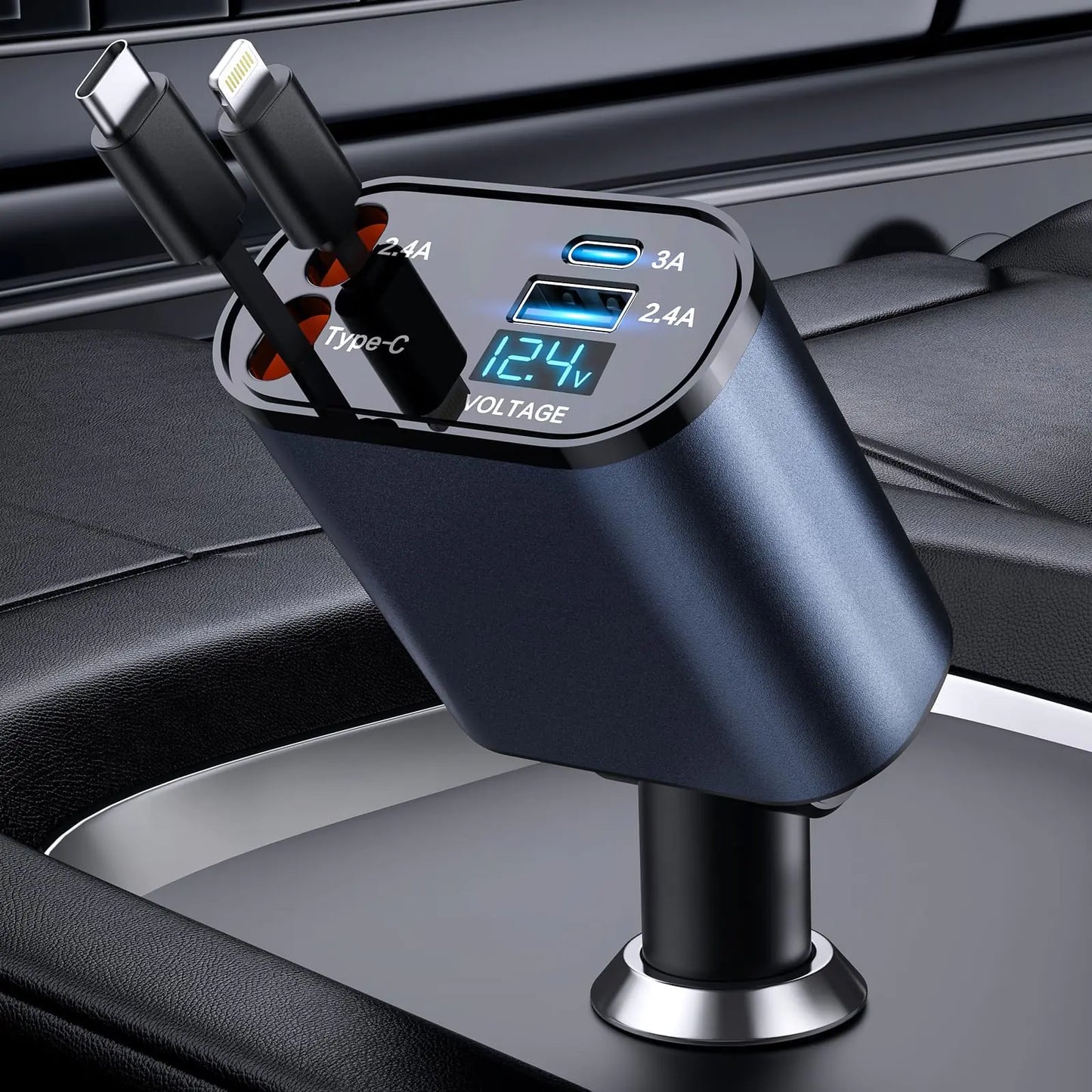 Grab&Go 66W 4-in-1 Retractable Car Charger