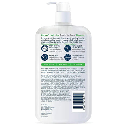 CeraVe Hydrating Cream-to-Foam 19 Oz Face Cleanser