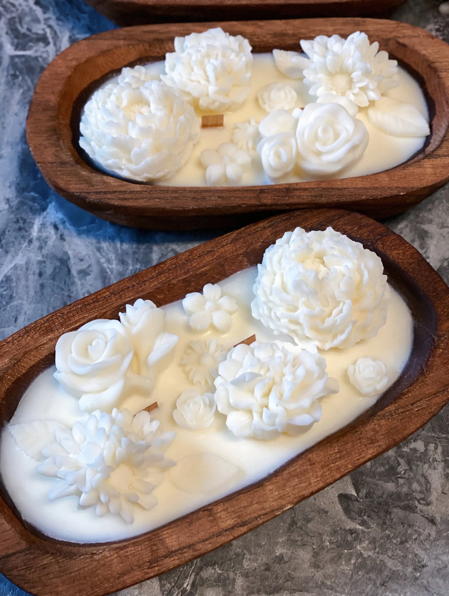 Floral Essence Wooden Bowl Candle