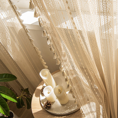 Wood Color Lace Mesh Curtains - Stylish and Elegant Home Decor