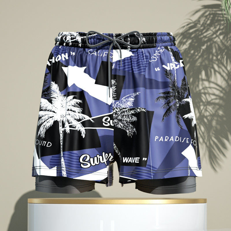 Men's 2-in-1 Quick-Dry Swim Trunks – Breathable Loose-Fit Beach Shorts with Inner Briefs