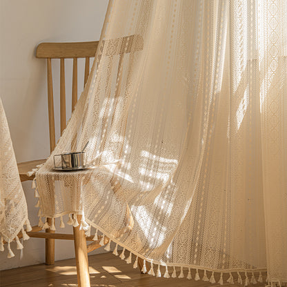 Wood Color Lace Mesh Curtains - Stylish and Elegant Home Decor