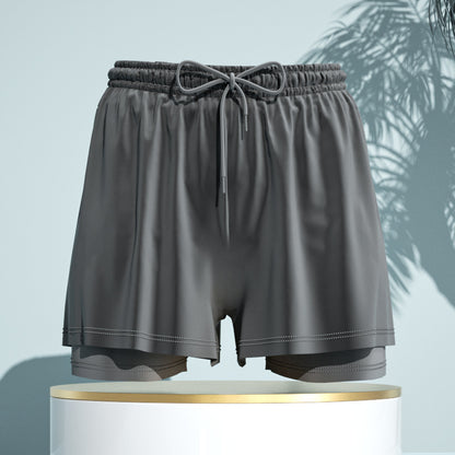 Men's 2-in-1 Quick-Dry Swim Trunks – Breathable Loose-Fit Beach Shorts with Inner Briefs