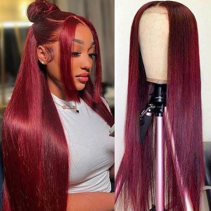 Full Head Red Long Straight Lace Wig - Vibrant & Natural Look