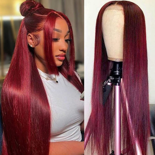 Full Head Red Long Straight Lace Wig - Vibrant & Natural Look