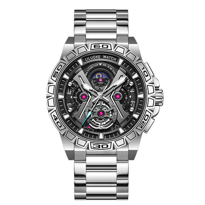 High-Grade Hollow Carved Luminous Quartz Watch – 3D Skeleton Design with Waterproof Feature